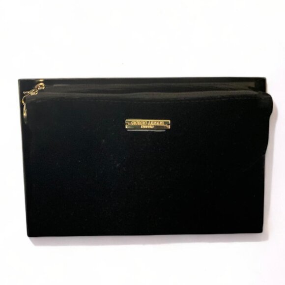 Giorgio Armani Handbags - GIORGIO ARMANI Black Velvet -FULL INCLUSION -Bag Evening Clutch W/Duo Zipper NIB